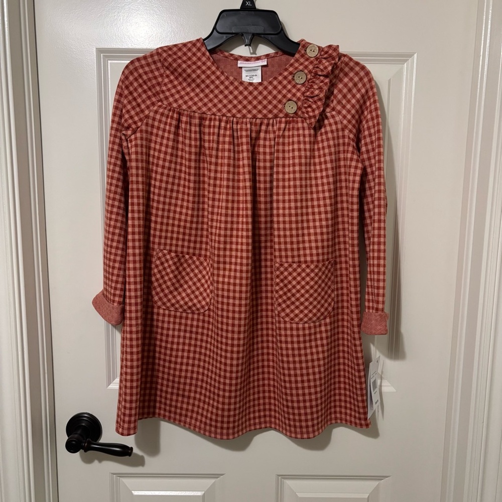 NWT Bonnie Jean Girls French Terry Check Dress Size 10